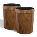 Wood Grain Plastic Trash Can Bedroom 2-Pack - Retro 3.4 Gal
