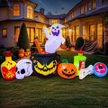 8FT Halloween Inflatable Decoration Ghost with LED Light - Yard