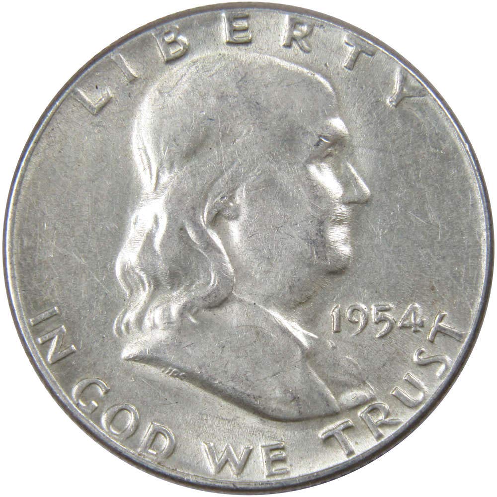 1954 Franklin Half Dollar Coin - AU About Uncirculated 90% Silver