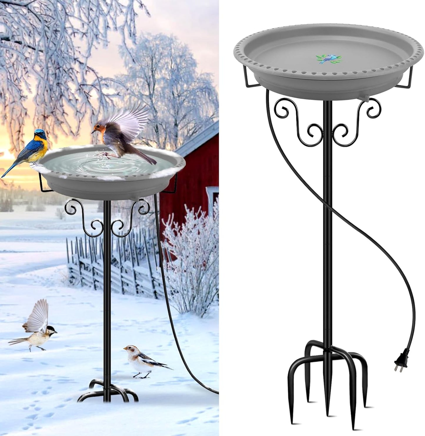 Thermostatically Controlled Heated Bird Bath for Winter