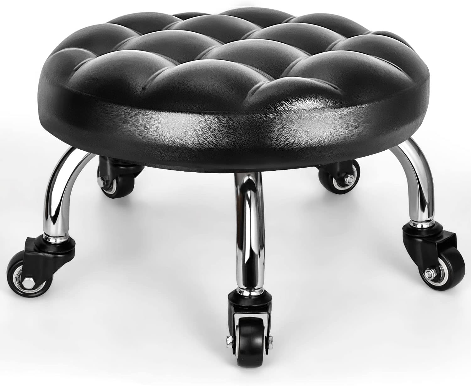 Low Rolling Stool with Wheels for Home Office and Garage Use