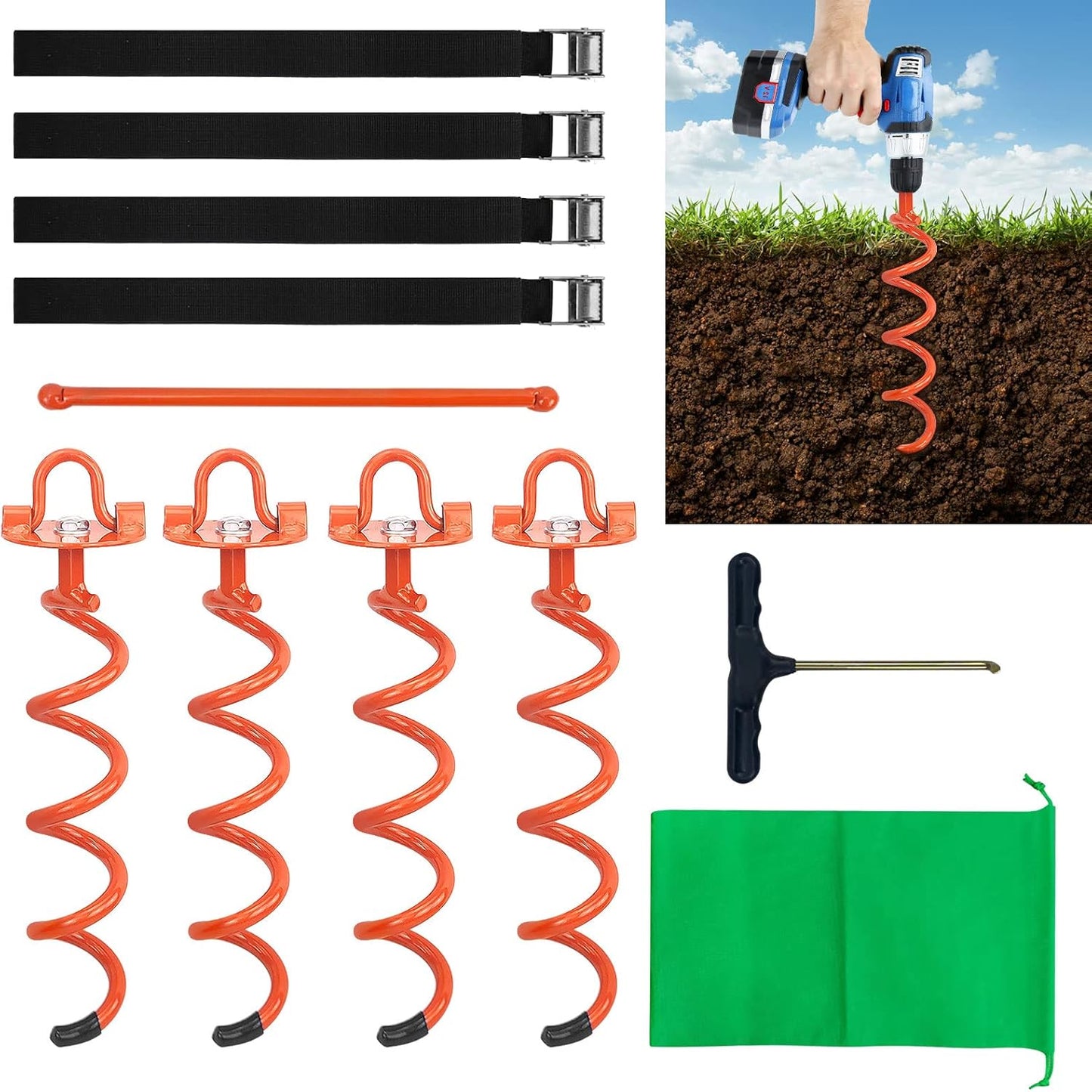 MIXXIDEA 11.4 Inch Ground Anchors for Tents and More