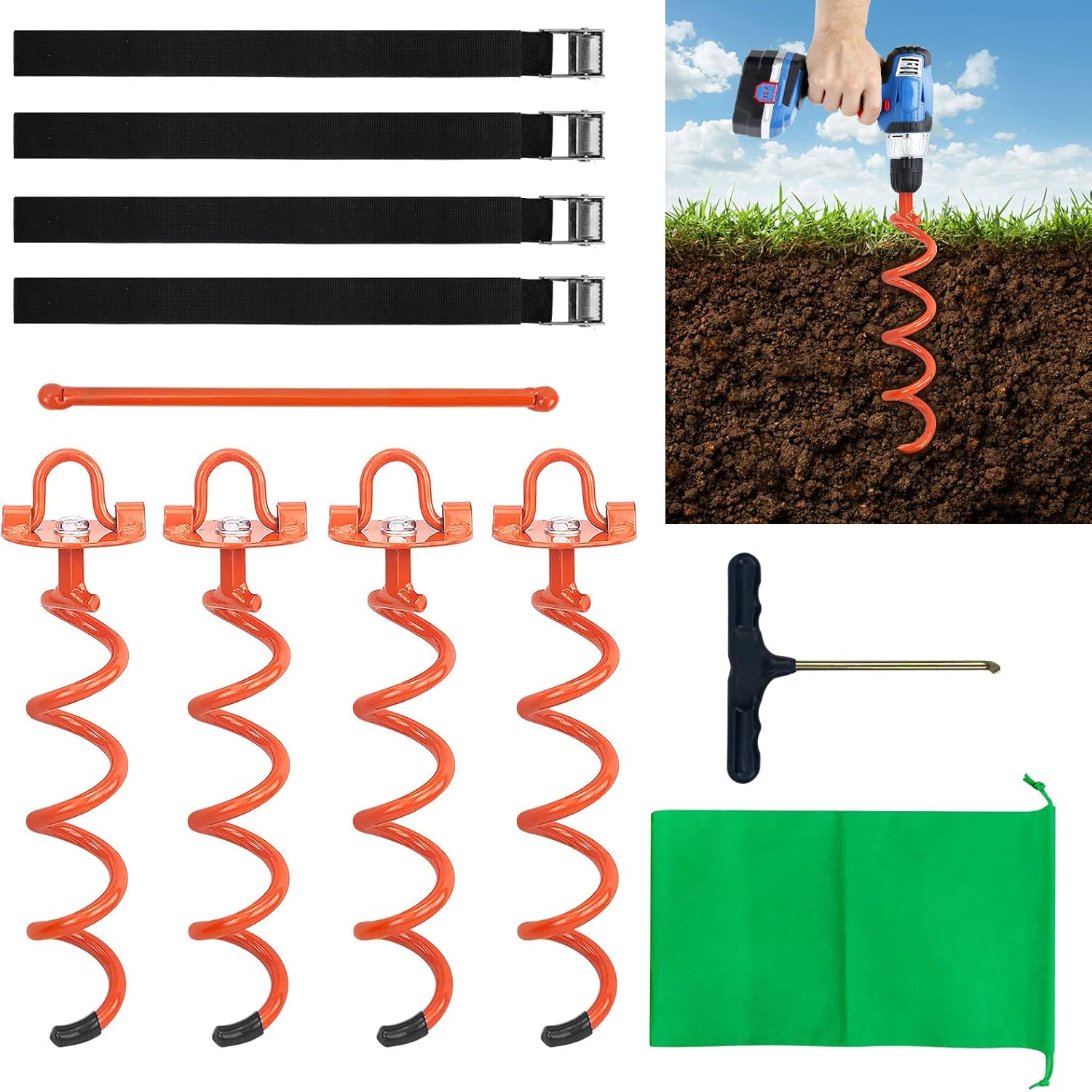 MIXXIDEA 11.4 Inch Ground Anchors for Tents and More