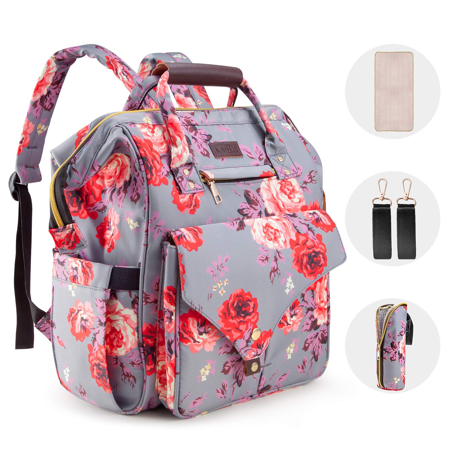 Kaome Diaper Bag Backpack: Large Capacity Waterproof Nappy Bag