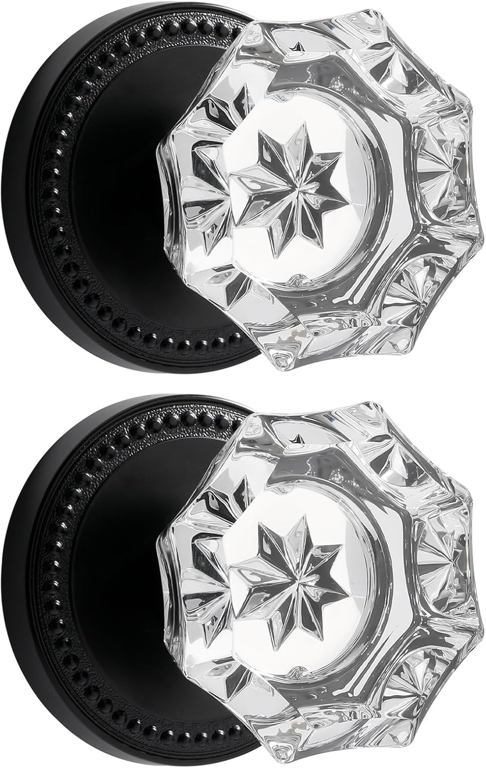 Black Dummy Door Knobs for Interior Use - Decorative 2 Pack