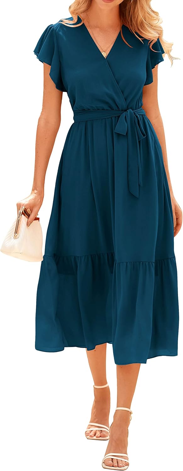 BTFBM Women Summer Bohemian Floral Midi Sun Dress for All Occasions