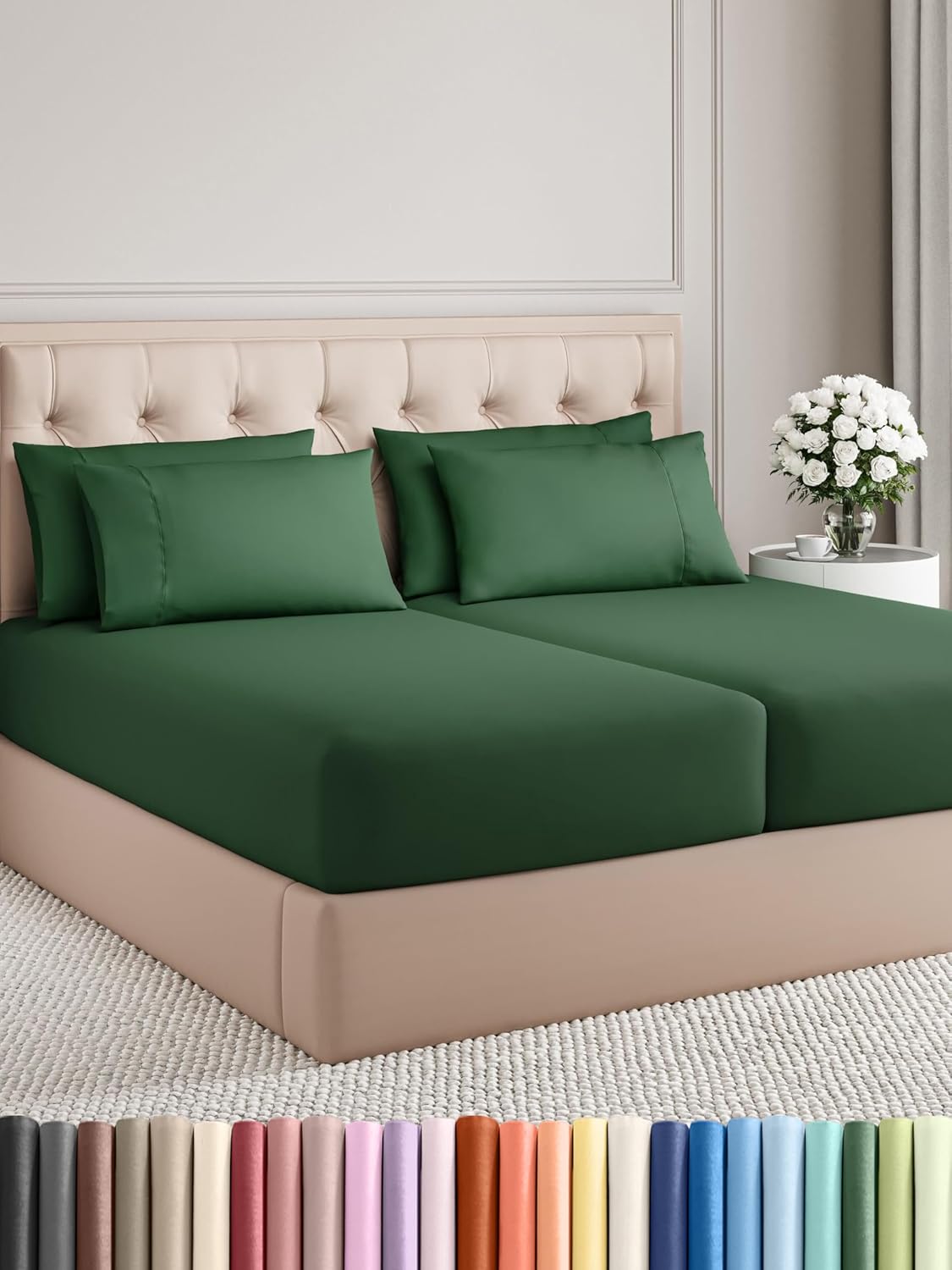 Split King 7 Piece Sheet Set - Soft Cooling Sheets for Comfort
