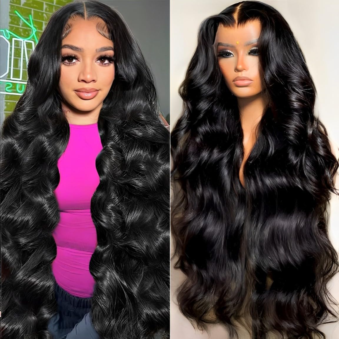 13x6 Body Wave Lace Front Wigs for Women - Natural Black Hair