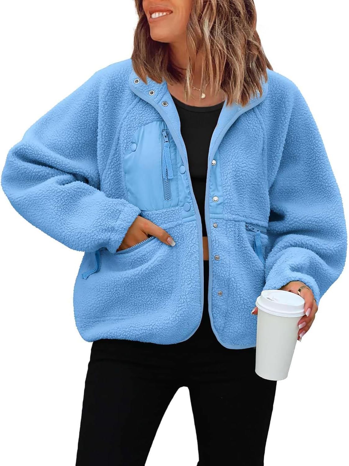 ReachMe Womens Sherpa Jacket for Cozy Winter Fashion Style