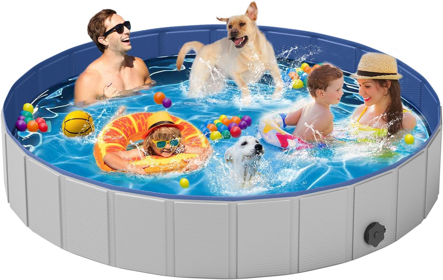Dog Pool for Large Dogs - Foldable Plastic Pool for Summer Fun