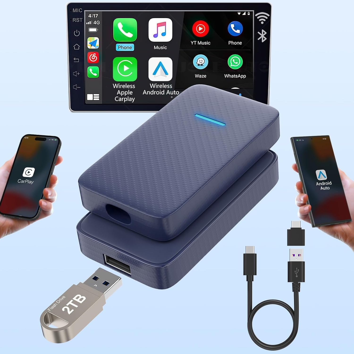 Wireless Carplay & Android Auto Adapter - Plug & Play
