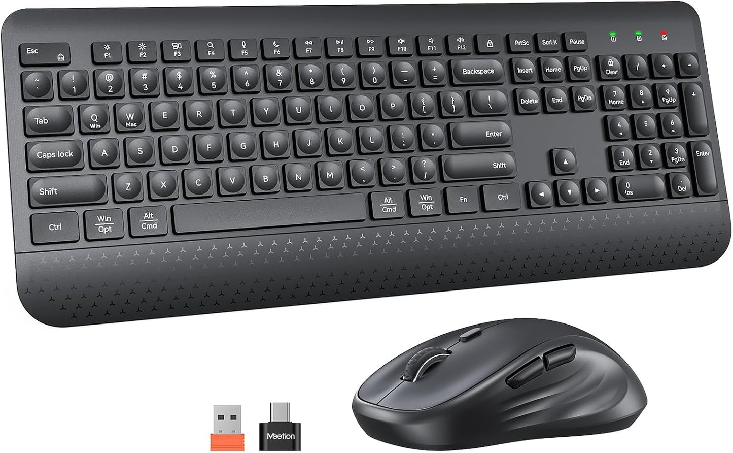 MEETION Wireless Keyboard & Mouse Combo - Ergonomic, 4 DPI Mouse, USB A & C