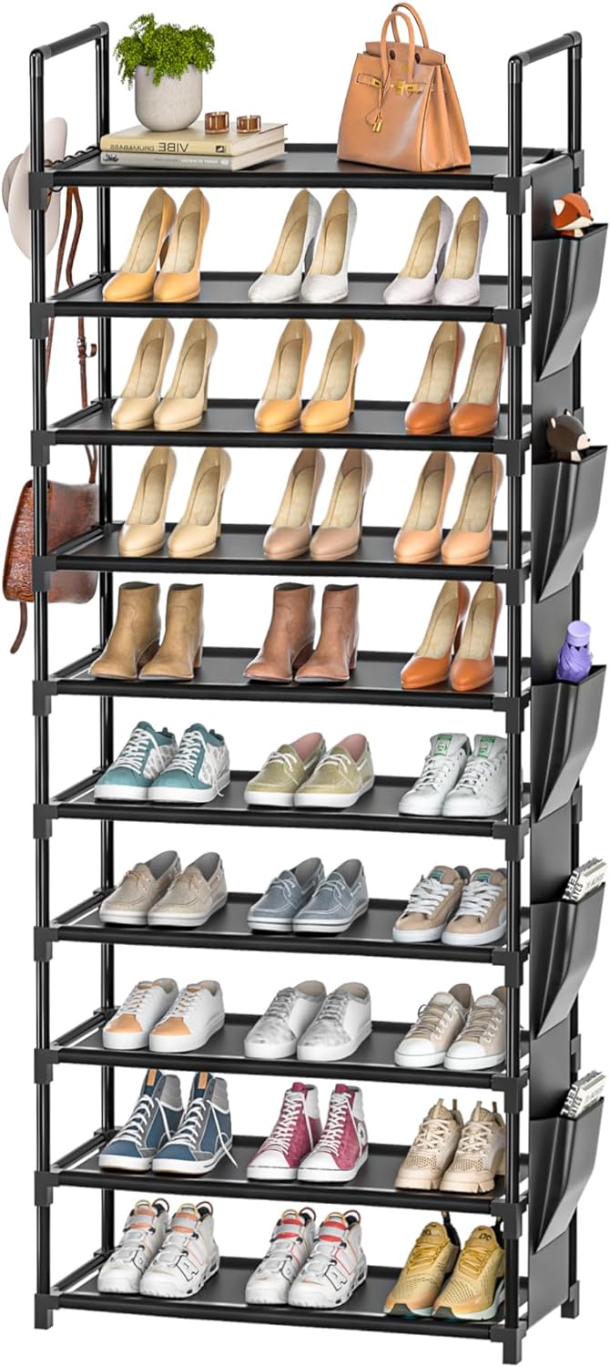 Tall Shoe Rack 10 Tier Organizer for Closet and Entryway Storage