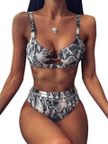 High Waisted Snakeskin Bikini Set - Flattering Brazilian 2 Piece