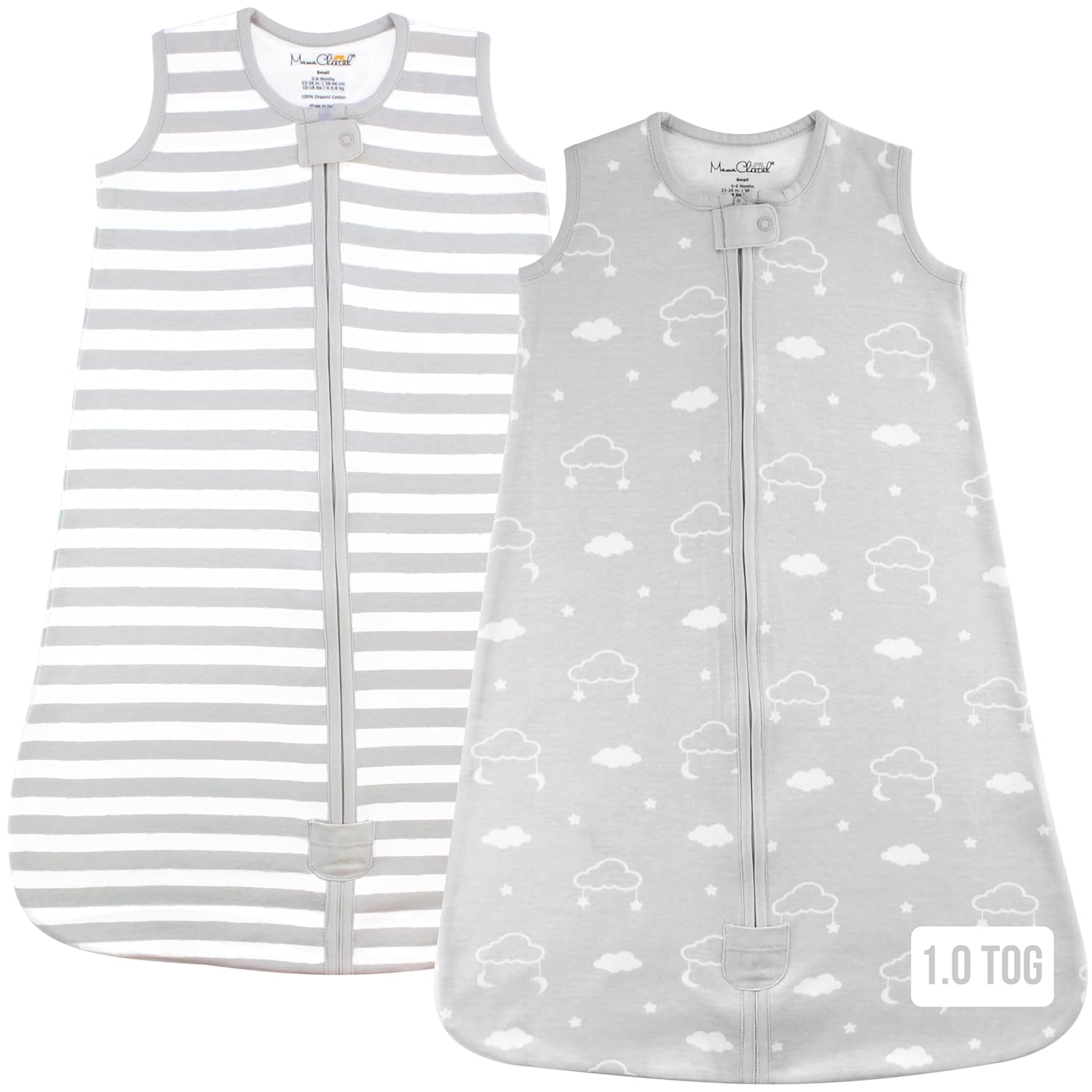 Baby Sleep Sack 1.0 TOG Organic Cotton Wearable Blanket 2-Pack