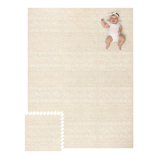 Lillefolk Non-Toxic Foam Baby Play Mat - Safe & Soft 8x6ft Beige