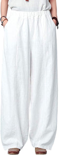 Women's Cotton Linen Baggy Lantern Pants - Elastic Waist Relax Fit