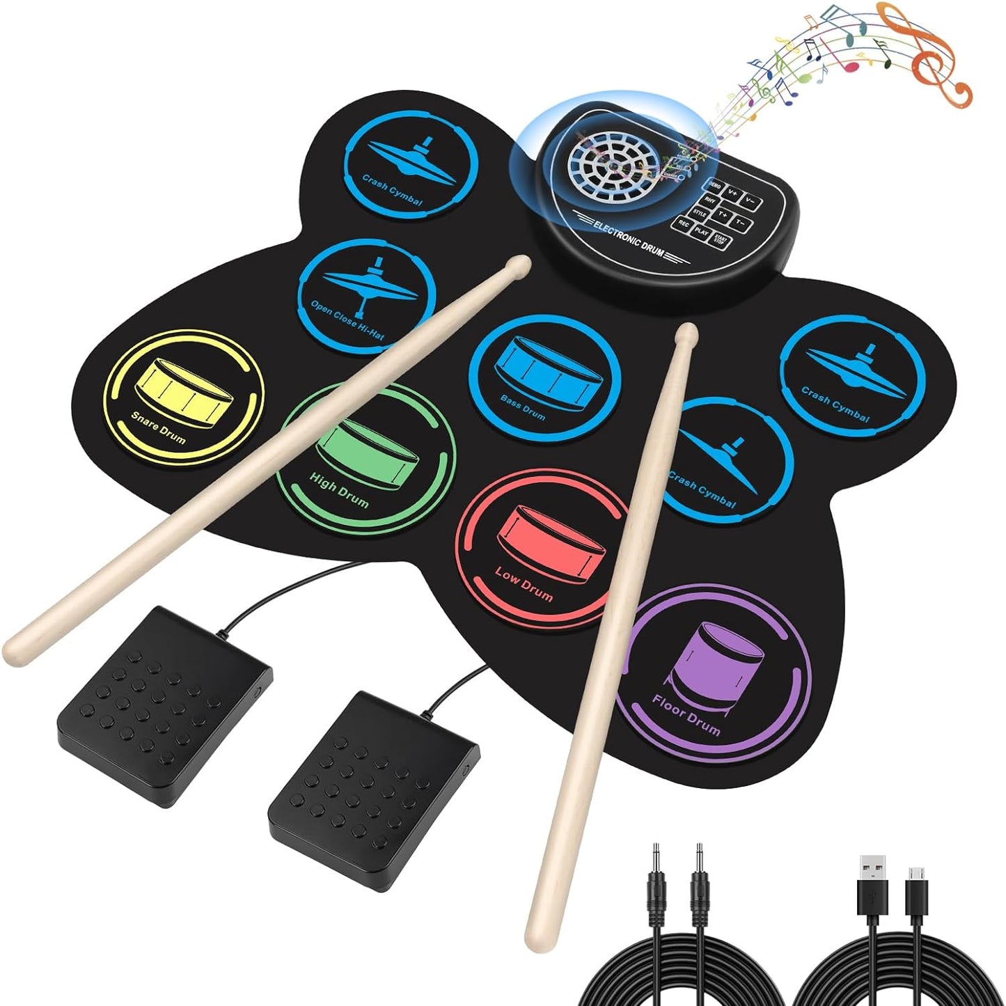 Marrilley 9 Pad Electronic Drum Set for Kids with Headphone Jack