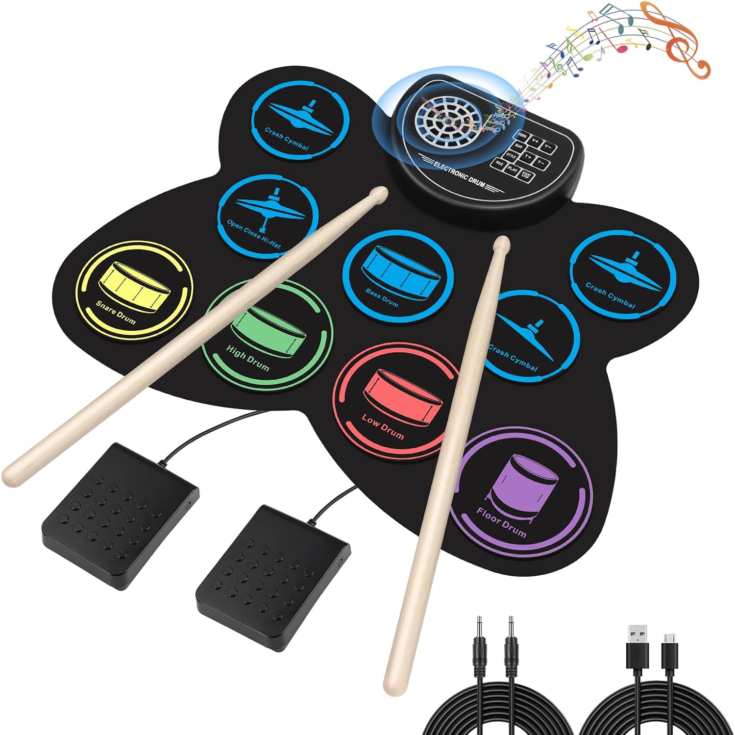 Marrilley 9 Pad Electronic Drum Set for Kids with Headphone Jack