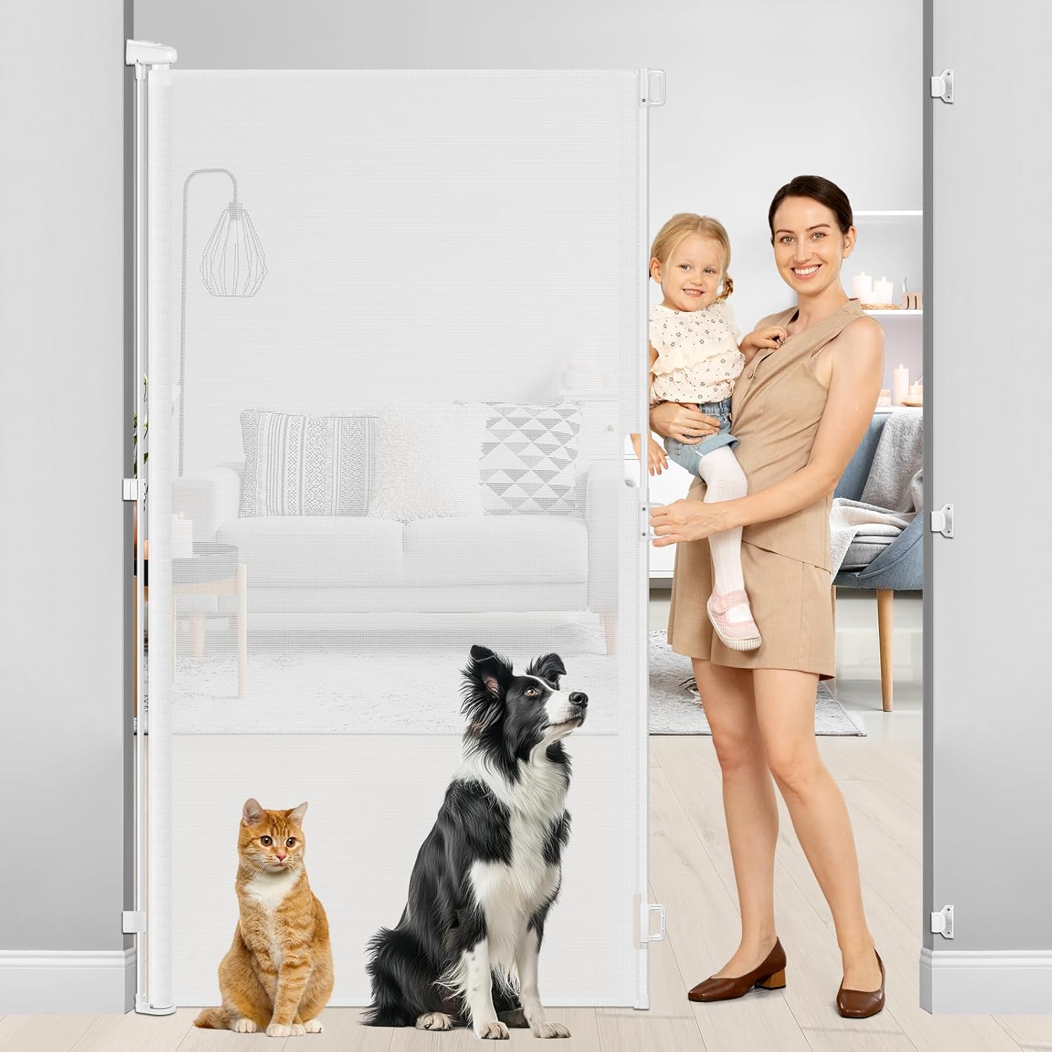 72 Inch Extra Tall Retractable Baby Gates for Pets and Kids