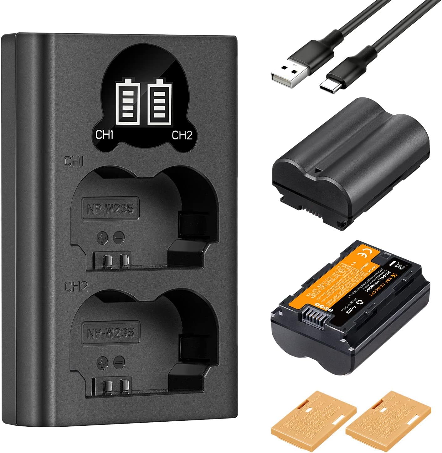 K&F CONCEPT NP-W235 Battery Charger Set for Fujifilm Cameras