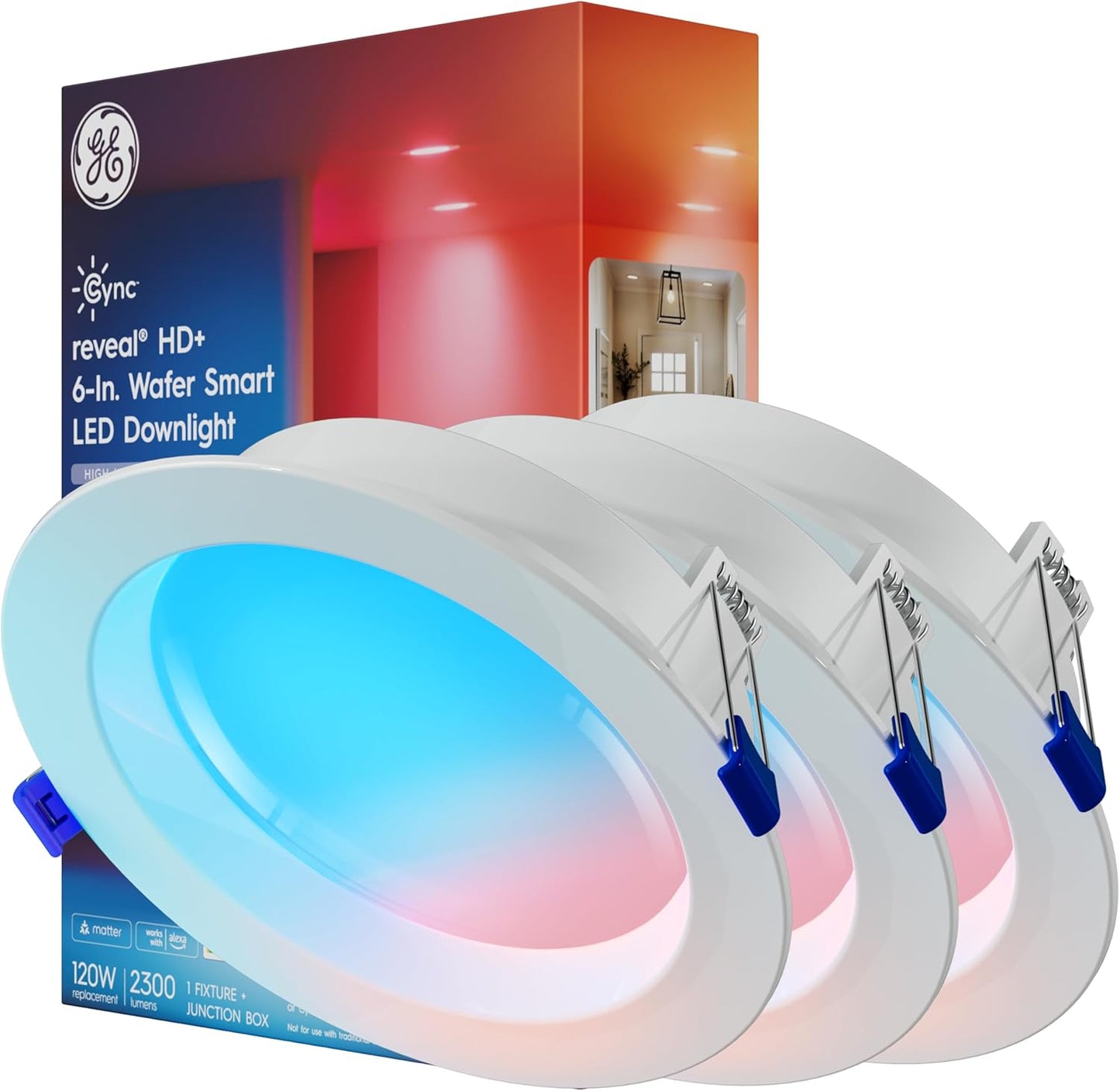 GE Cync Reveal HD+ Smart LED Wafer Downlight for Home Use