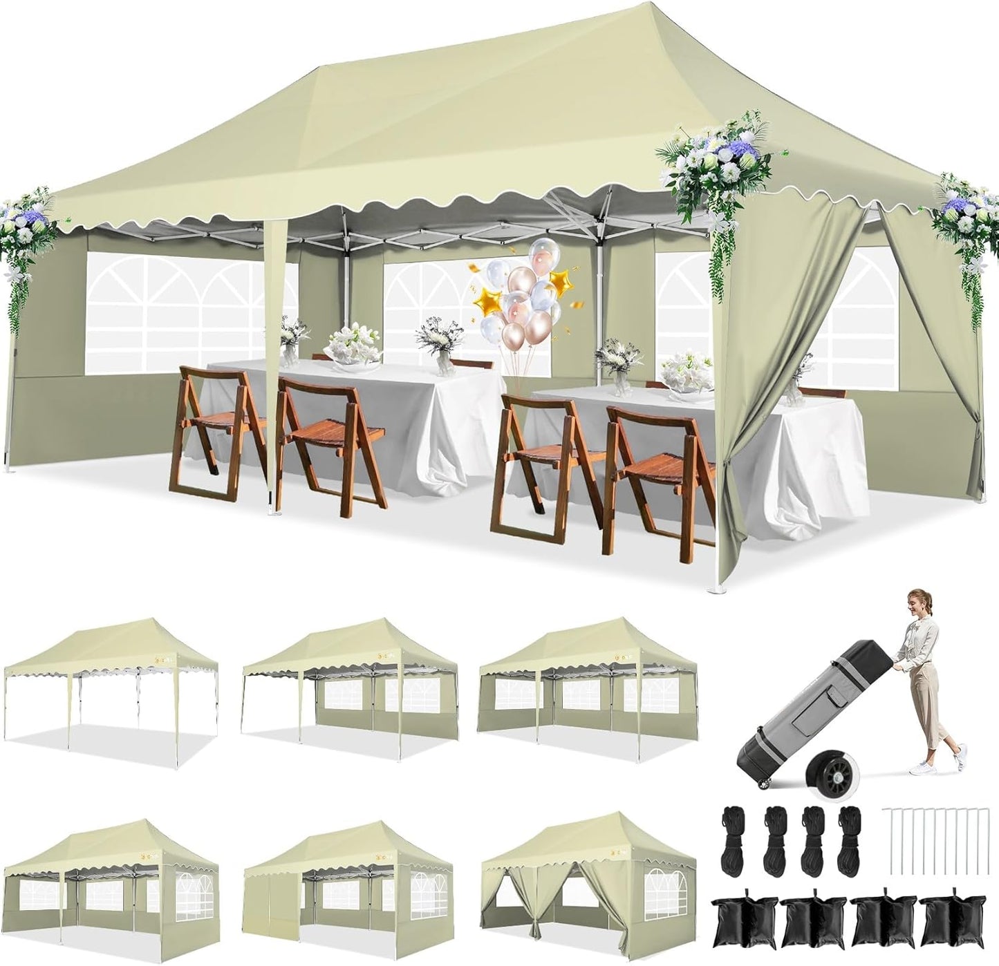 10x20 Canopy Tent with Sidewalls for Outdoor Events and Parties