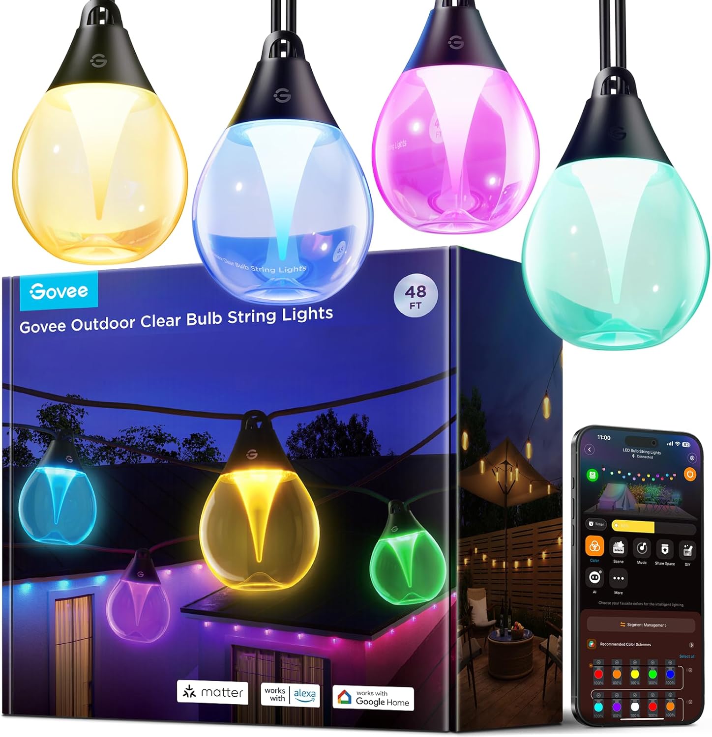 Govee Outdoor Clear Bulb String Lights for Vibrant Patio Decor