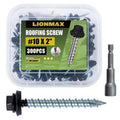 LIONMAX Metal Roofing Screws #10 x 2 in - 300 PCS Black with Washer