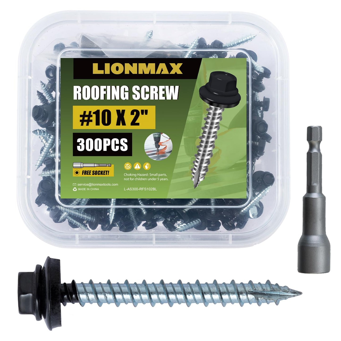 LIONMAX Metal Roofing Screws #10 2 Inch for Secure Installation