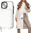 White Crossbody Wallet Case for iPhone 15 (6.1in) - RFID Safe