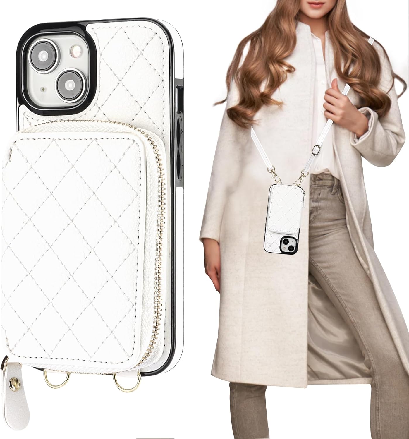 Bocasal Crossbody Wallet Case for iPhone 15 with RFID Blocking