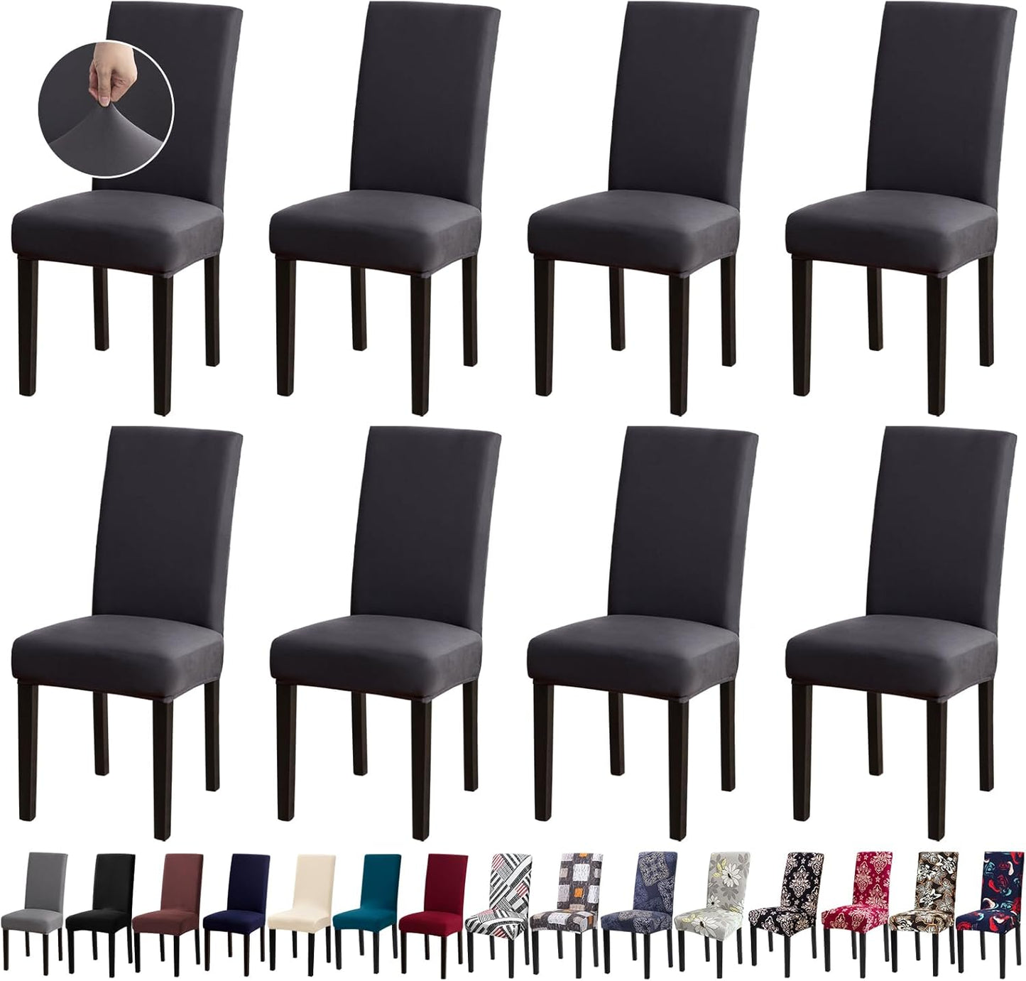 Stretch Kitchen Chair Covers Set of 8 for Dining Room Use
