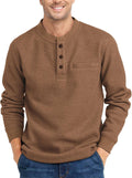ZITY Long Sleeve Henley Shirt for Men - Casual Waffle (Style 3XPC)