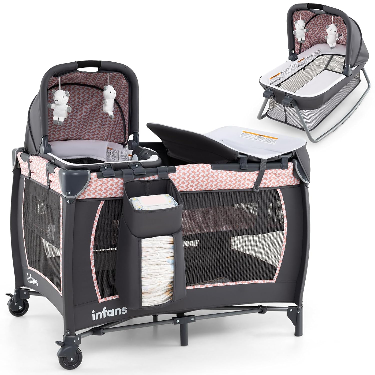 INFANS 4 in 1 Pack and Play: Portable Nursery Center for Baby