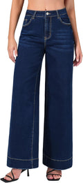 Women's Wide Leg Jeans High Waisted Stretchy Baggy Loose Trouser These