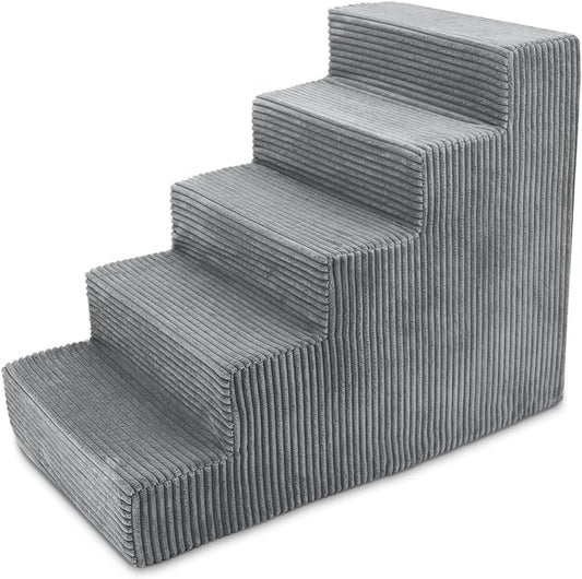 Best Pet Supplies Dog Stairs for Small Dogs & Cats - Gray Foam Steps