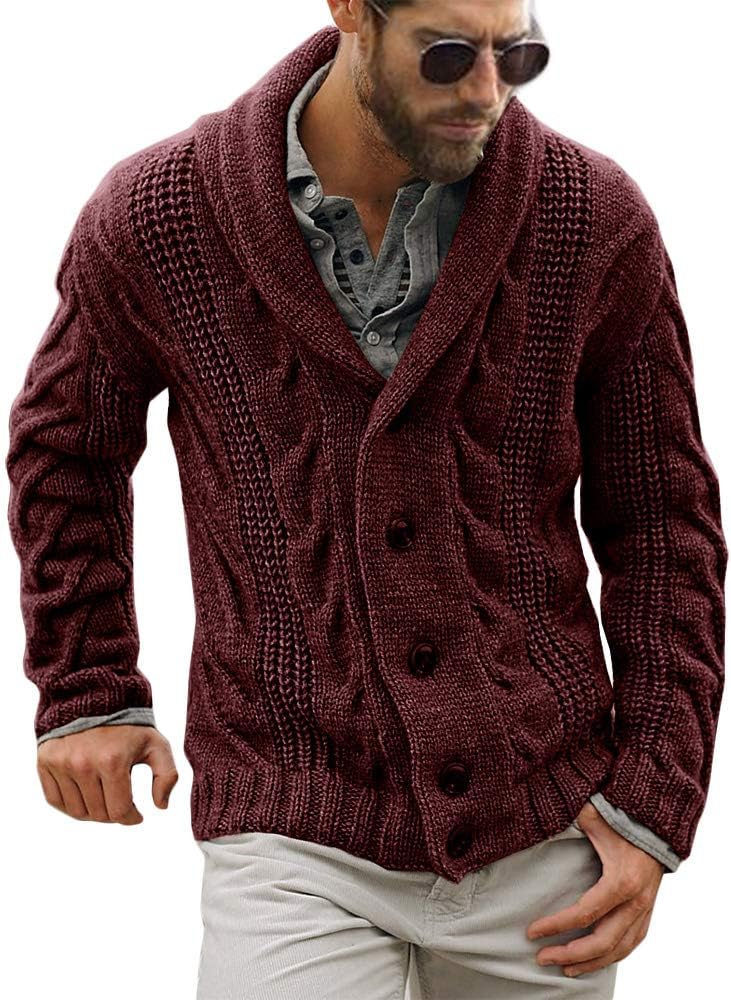 Mens Cable Knit Cardigan Sweater for Casual Style and Comfort