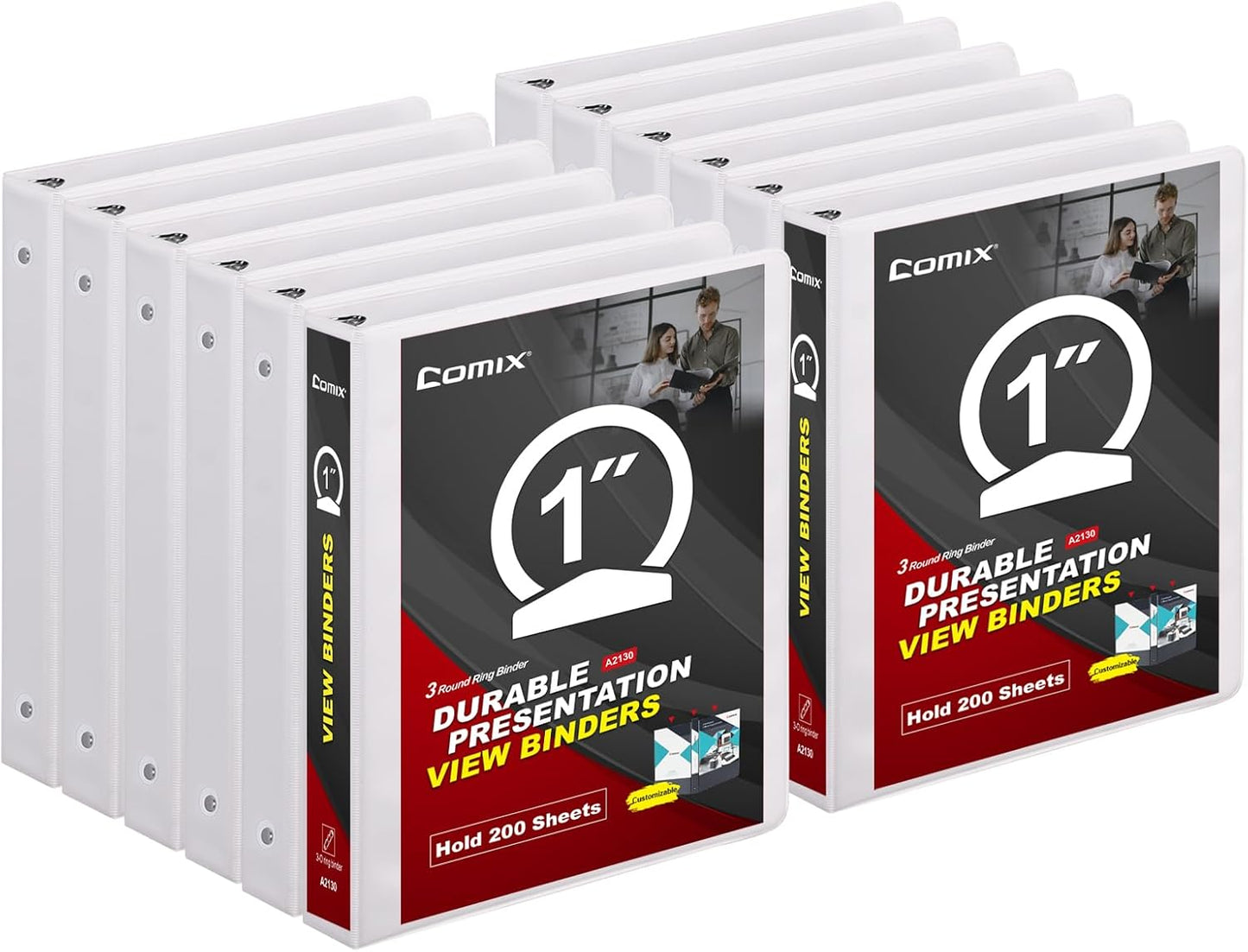 COMIX 1 Inch Round Ring View Binder for Office and School Use