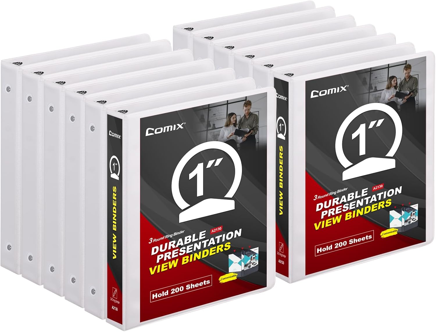 COMIX 1 Inch Round Ring View Binder for Office and School Use