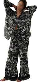 Women Satin Pajama Set Floral Silk Pajamas for Cozy Nights