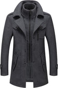 Men's Wool Blend Trench Coat with Detachable Scarf - Warm, Stylish Fit