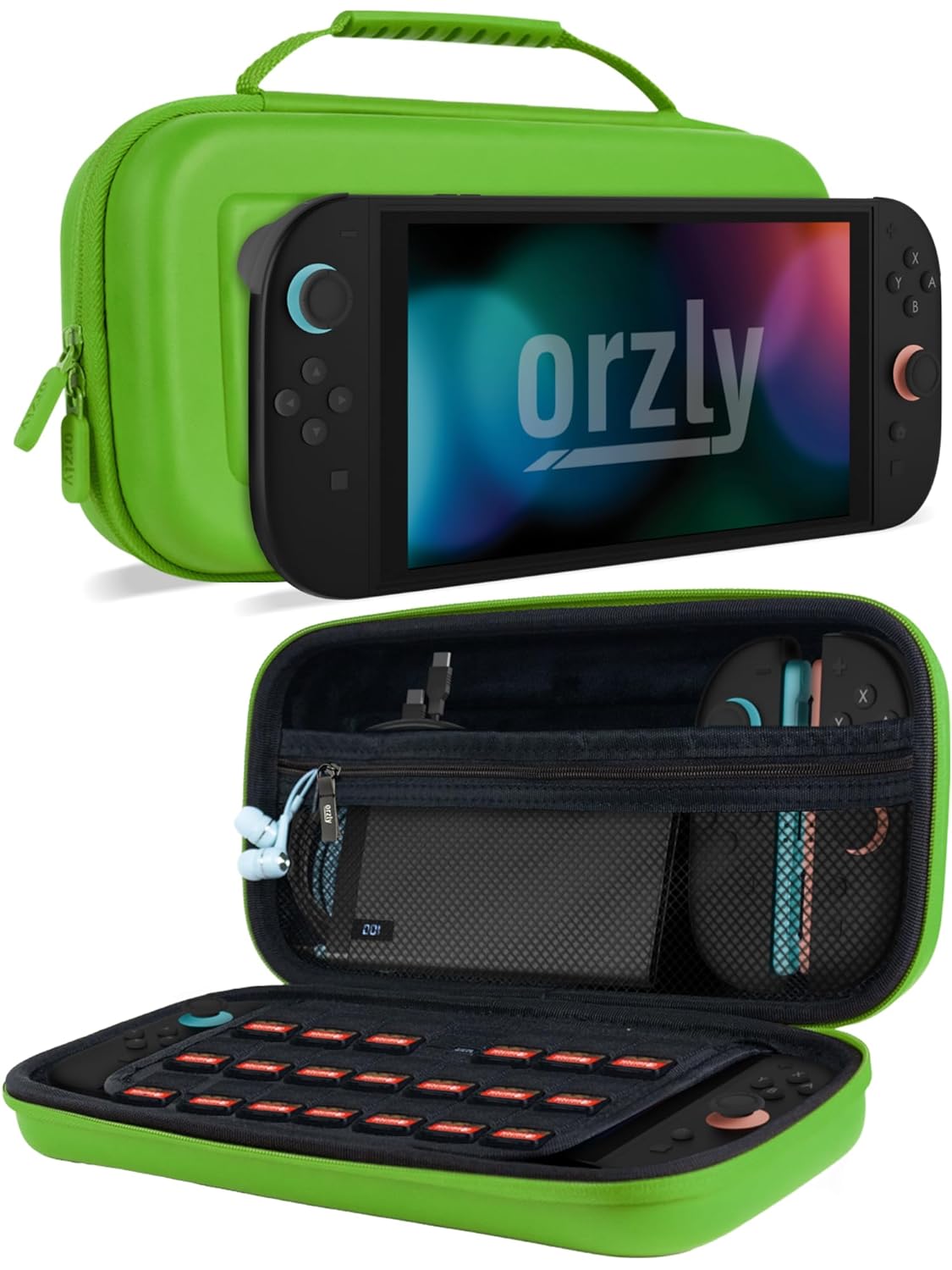 Orzly Green Protective Carry Case for Nintendo Switch 2 Travel