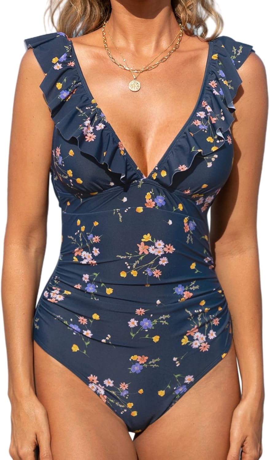 CUPSHE Women's Ruffled One Piece Swimsuit for Summer Fun