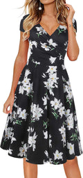 Women's Cap Sleeve V-Neck Floral Dress - Flattering Summer Fit
