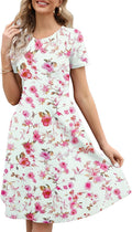 Women's Elegant Knee Length A-Line Dress - Vintage Floral, Pockets