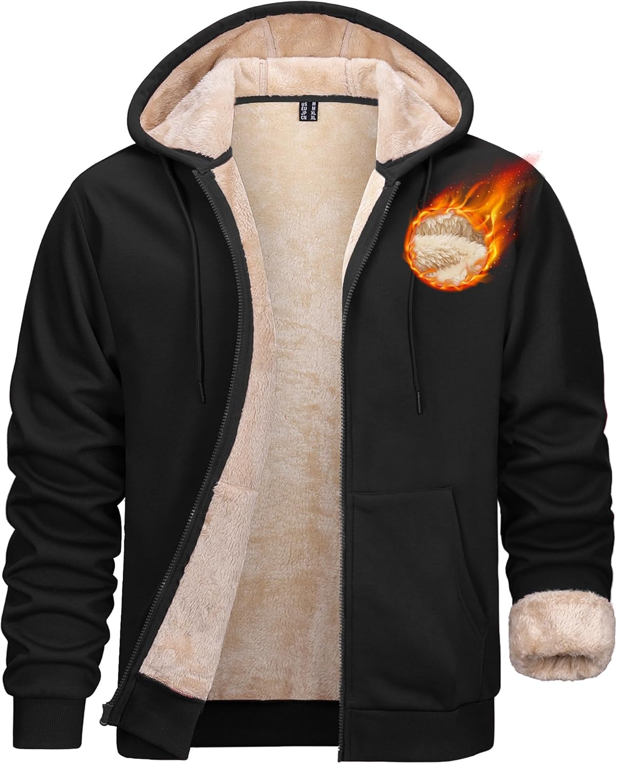 Heavyweight Sherpa Lined Zip Up Hoodie for Ultimate Warmth
