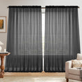 Dreaming Casa Solid Sheer Curtains 96 in Rod Pocket Panels - Soft
