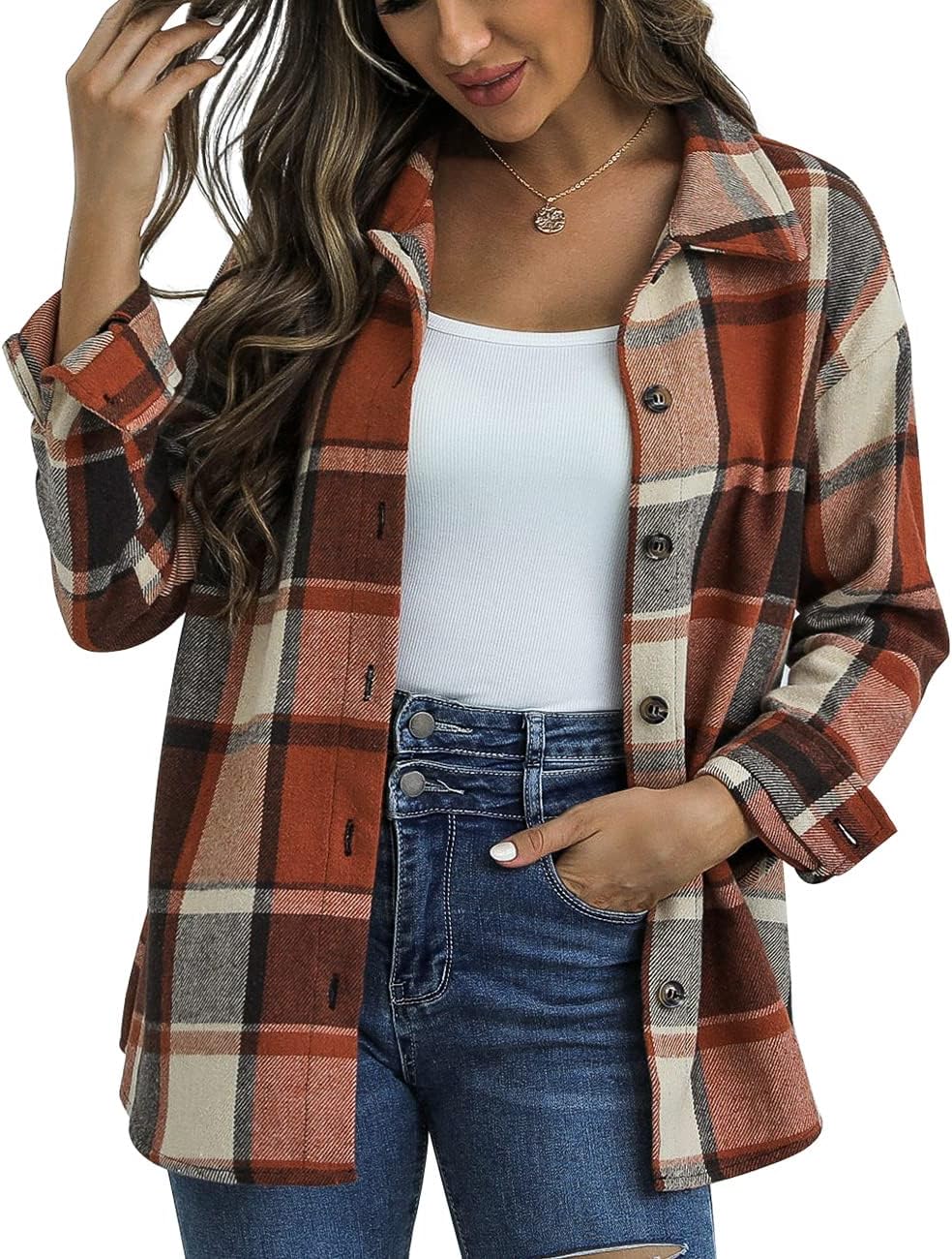 Traleubie Women's Flannel Jacket - Stylish Plaid Shacket