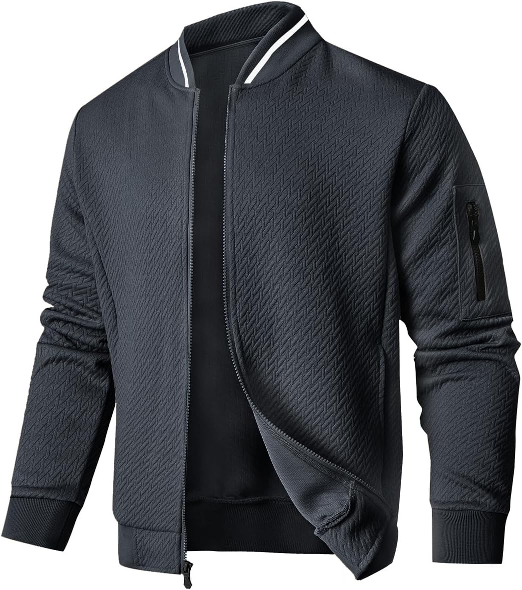 Mens Loose Fit Lightweight Bomber Jacket for Casual Style